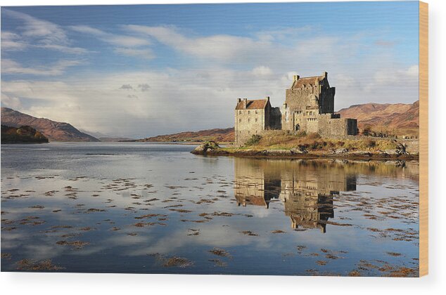 Eilean Donan Wood Print featuring the photograph Eilean Donan - Loch Duich Reflection - Dornie by Grant Glendinning