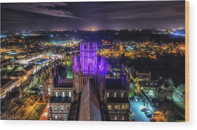 Ely Wood Print featuring the photograph Ely Cathedral in Purple by James Billings