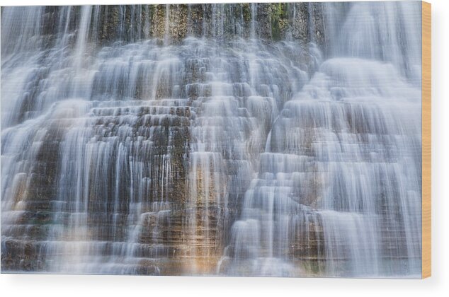 Ithaca Wood Print featuring the photograph Lower Falls Cascade #1 by Stephen Stookey