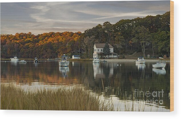 Centerport Wood Print featuring the photograph Fall Sunset in Centerport by Alissa Beth Photography