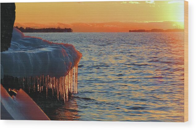 Cape Vincent Ny Wood Print featuring the photograph Feburary sunset Cape Vincent by Dennis McCarthy