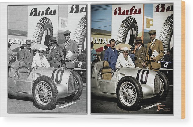 Autounion Wood Print featuring the photograph Ferdinand Porsche and Hans Stuck by Franchi Torres
