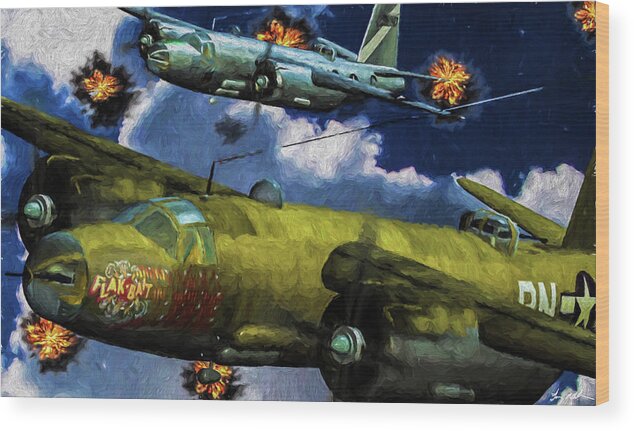 Martin B-26 Marauder Wood Print featuring the photograph Flak Bait - Oil by Tommy Anderson