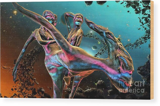 Color Wood Print featuring the digital art Floating In The Universe by Ian Gledhill