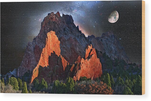 Garden Of The Gods Wood Print featuring the digital art Garden of the Gods Fantasy Art by John Hoffman