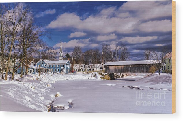 Great Eddy Covered Bridge Wood Print featuring the photograph Great Eddy Covered Bridge by Scenic Vermont Photography