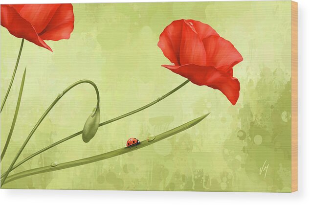 Poppy Wood Print featuring the painting Happy Mother's Day by Veronica Minozzi