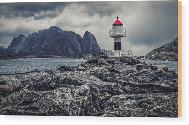 Reine Wood Print featuring the photograph Harbour Lighthouse by James Billings