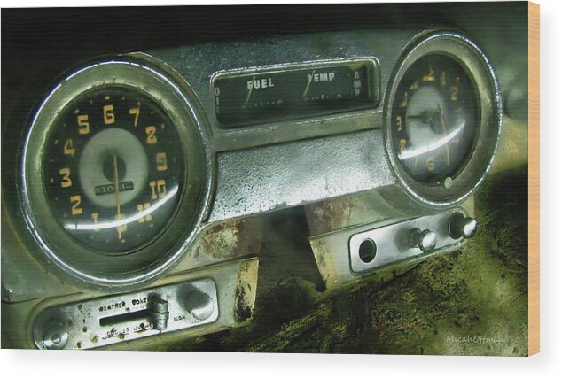 Hudson Wood Print featuring the photograph Hudson Hornet dashboard by Micah Offman