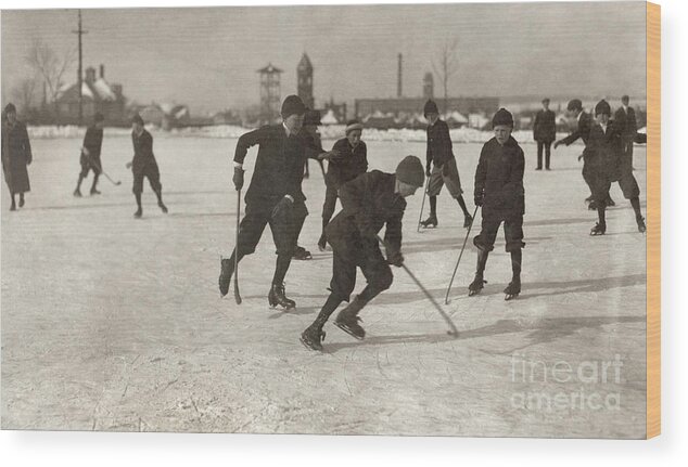 1912 Wood Print featuring the photograph Ice Hockey 1912 by Granger