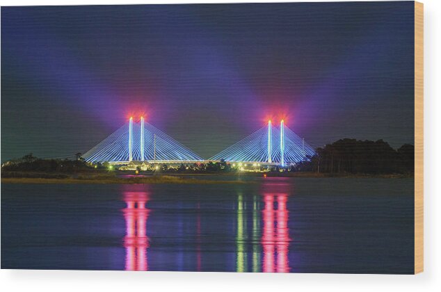 Architectural Wood Print featuring the photograph Indian River Inlet Bridge by Traveler's Pics