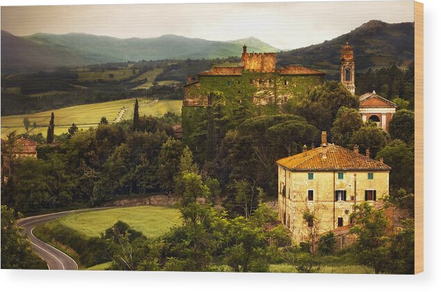 Italy Wood Print featuring the photograph Italian Castle and Landscape by Marilyn Hunt