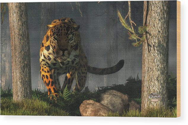 Jaguar Wood Print featuring the digital art Jaguar by Daniel Eskridge