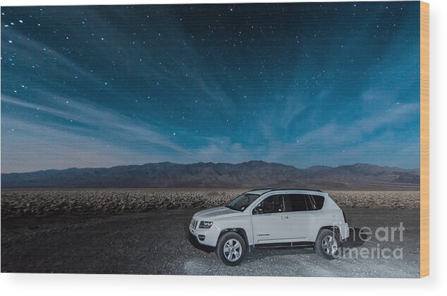 Jeep Under The Stars Wood Print featuring the photograph Jeep under the Stars by Jim DeLillo