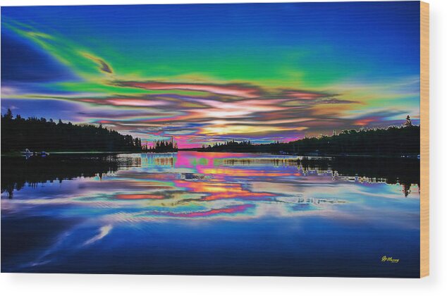 Water Wood Print featuring the digital art Lake Reflections 3 by Gregory Murray