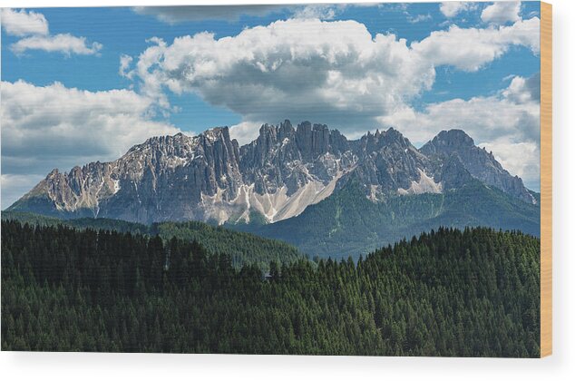 Nature Wood Print featuring the photograph Latemar by Andreas Levi