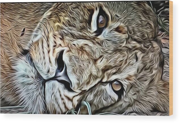 Lion Wood Print featuring the photograph Lazy Lion by Gini Moore