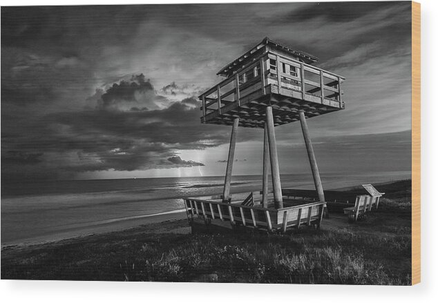 Weather Wood Print featuring the photograph Lightning Watch Tower by Dillon Kalkhurst