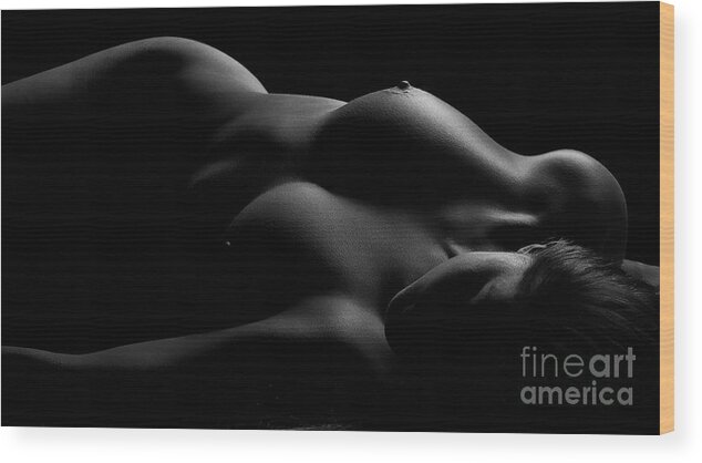 Bodyscape Wood Print featuring the photograph Lines of Light Black and White by David Naman