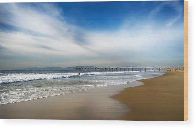 Surf Wood Print featuring the photograph Loan Sufer by Michael Hope