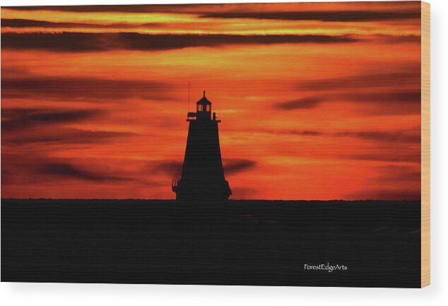 Sunset Wood Print featuring the photograph Ludington Lighthouse Sunset by Dick Bourgault