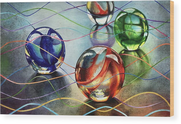 Art Wood Print featuring the painting Marbles 4 by Carolyn Coffey Wallace