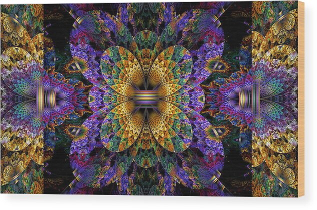 Abstract Wood Print featuring the digital art Mardi Gras Split Crop by Peggi Wolfe
