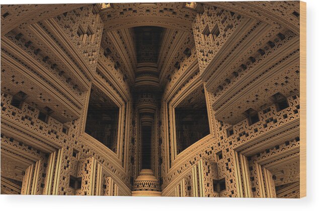 Mandelbulb Wood Print featuring the digital art Menger Cathedral by Hal Tenny