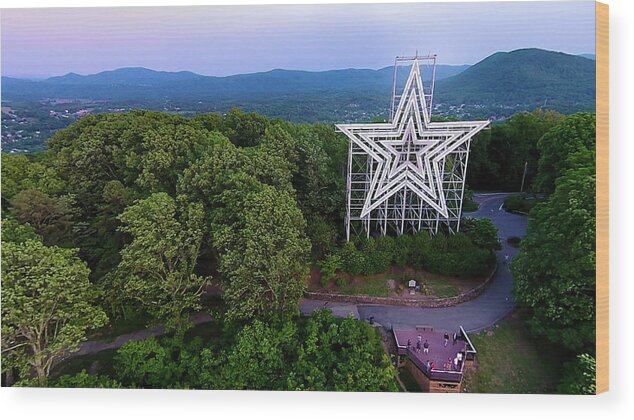 Mill Mountain Wood Print featuring the photograph Mill Mountain 2 by Star City SkyCams