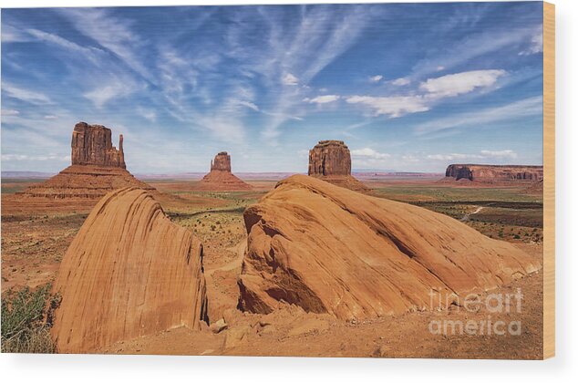 Monument Valley Wood Print featuring the photograph Monument Valley Land and Sky by Jerry Fornarotto