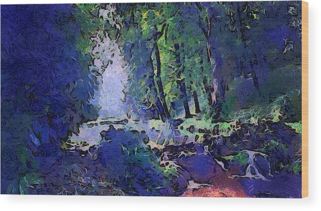 Jenny Rainbow Fine Art Photography Wood Print featuring the photograph Moon Light Wilderness. Van Gogh Fantasy by Jenny Rainbow