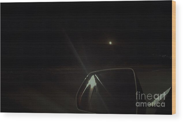 Moonrise Wood Print featuring the photograph Moonrise on The Back Road by Angela J Wright