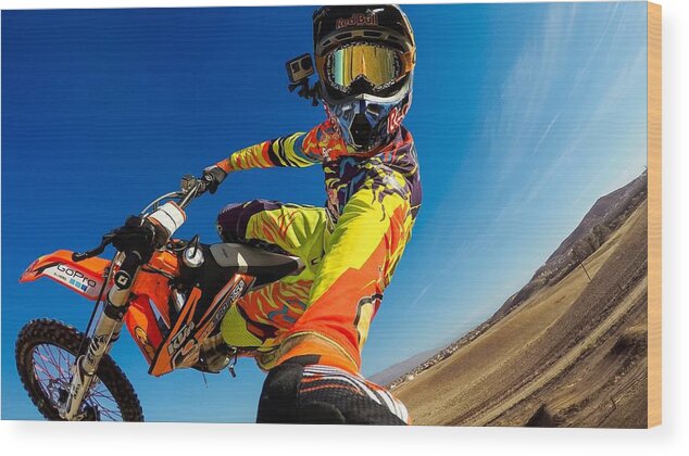 Motocross Wood Print featuring the digital art Motocross by Maye Loeser