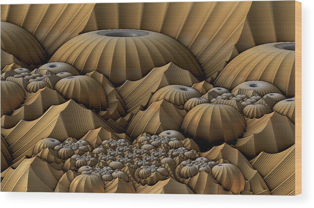 Mandelbulb Wood Print featuring the digital art Mountain Domes by Hal Tenny