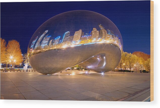 Digital Wood Print featuring the photograph Night on Cloudgate by Kevin Eatinger