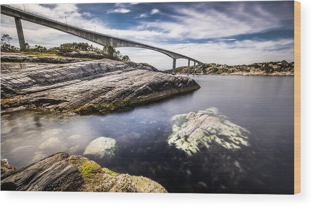 Blue Wood Print featuring the photograph Nordra Straumsundet - Norway - Landscape photography by Giuseppe Milo