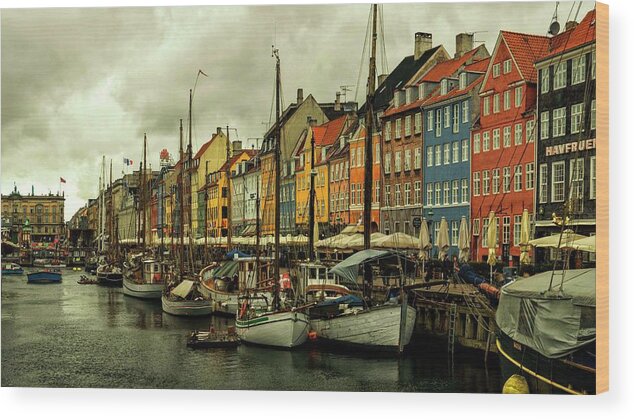 Boat Wood Print featuring the photograph Nyhavn in Copenhagen by Rob Hemphill