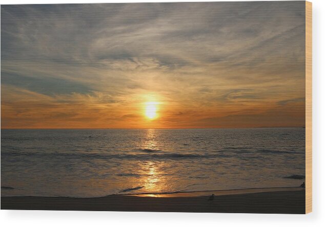 Ocean Wood Print featuring the photograph Ocean Sunset - 8 by Christy Pooschke