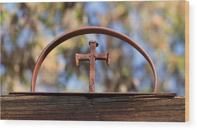 Cross Wood Print featuring the photograph Old Iron Cross by Susan Rissi Tregoning