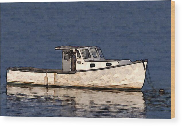 Classic Lobster Boat Wood Print featuring the digital art Ole Boy Painting by Newwwman