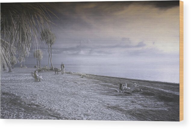 Beach Wood Print featuring the digital art On The Beach by Jim Cook