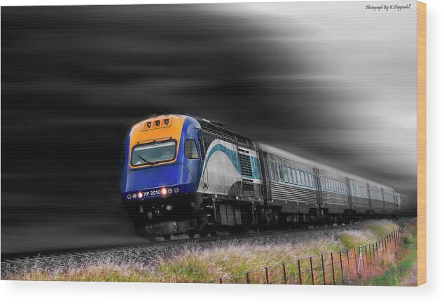 Trains Australia Wood Print featuring the digital art On the move 01 by Kevin Chippindall