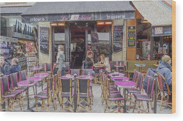 French Wood Print featuring the photograph Paris Cafe 2 by Matthew Bamberg