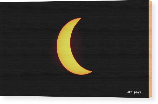 Eclipse Wood Print featuring the photograph Partial Eclipse 4 by Walt Baker