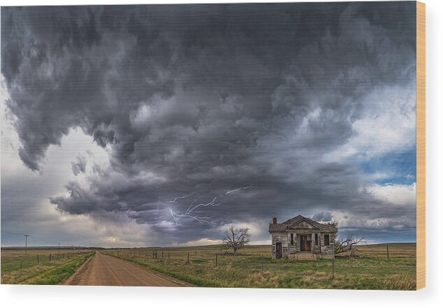 Colorado Wood Print featuring the photograph Pawnee School Storm by Darren White