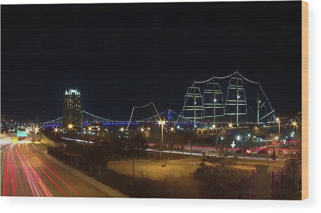 Philadelphia Wood Print featuring the digital art Penn's Landing by Leeon Photo