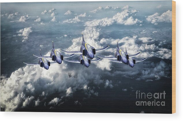 Blue Angels Wood Print featuring the digital art Phantom Angels by Airpower Art