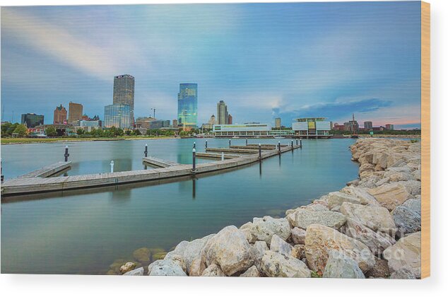 Andrew Slater Photography Wood Print featuring the photograph Piering on Milwaukee by Andrew Slater