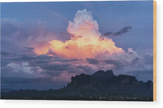 Sunset Wood Print featuring the photograph Pink Cotton Candy Clouds Over The Supes by Saija Lehtonen