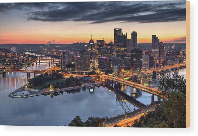 Pittsburgh Wood Print featuring the photograph Pittsburgh October Sunrise by Matt Hammerstein